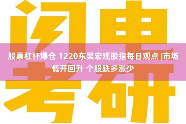 股票杠杆爆仓 1220东吴宏观股指每日观点 |市场低开回升 个股跌多涨少