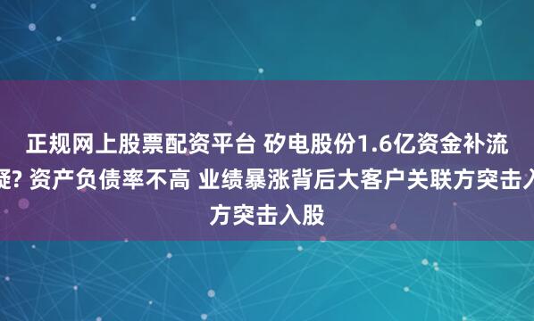 正规网上股票配资平台 矽电股份1.6亿资金补流存疑? 资产负债率不高 业绩暴涨背后大客户关联方突击入股